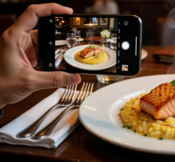 Kolorowe danie sfotografowane przez klienta w restauracji