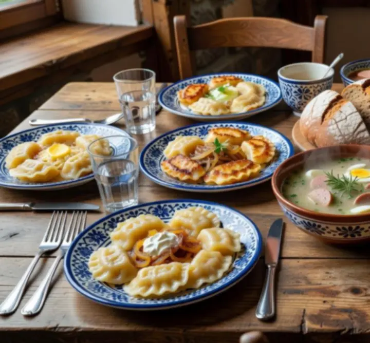 Tradycyjne polskie dania ułożone na stole