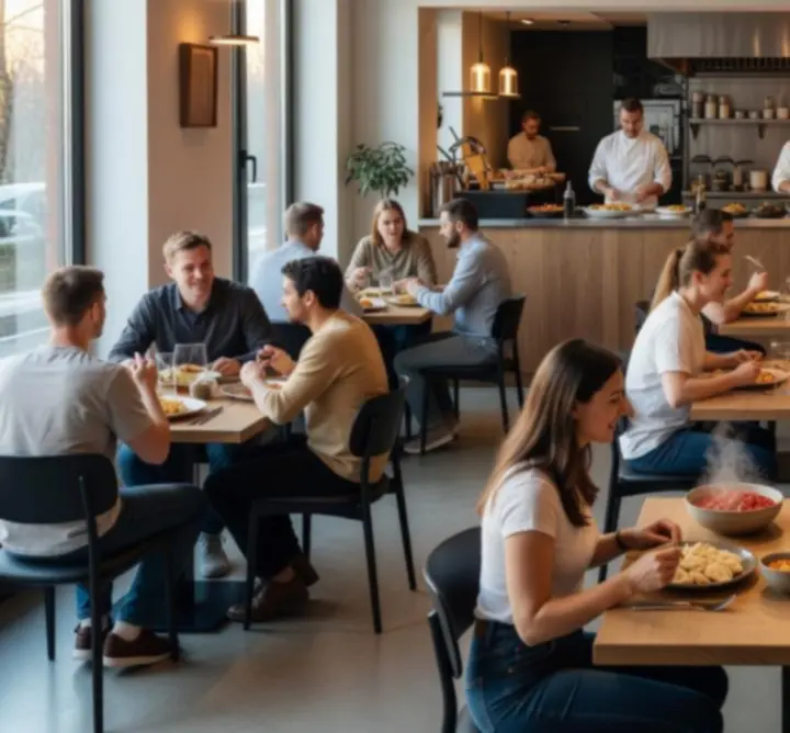 Nowoczesne wnętrze restauracji prezentujące przegląd lokali gastronomicznych