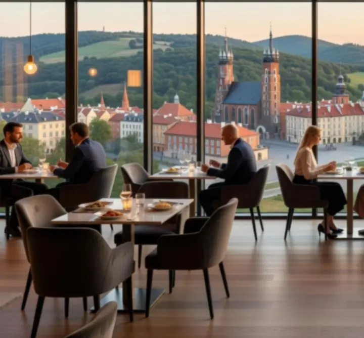 Kolacja w restauracji z panoramicznym widokiem na miasto